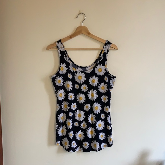 No Boundaries Tops - No Boundaries Black Sunflower Pattern Tank Top
